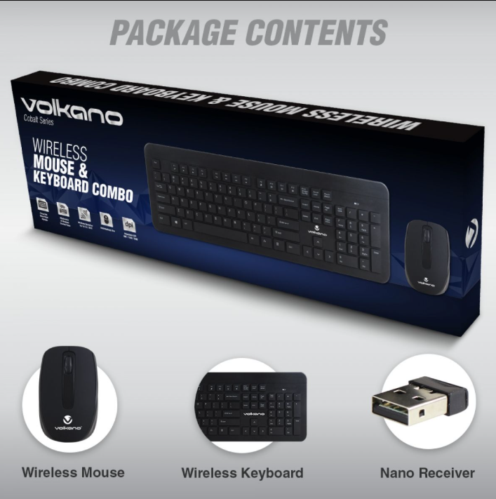 Volkano Wireless Keyboard and Mouse Combo Cobalt Series
